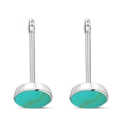 Turquoise Round Sterling Silver Stud Earrings, e440st